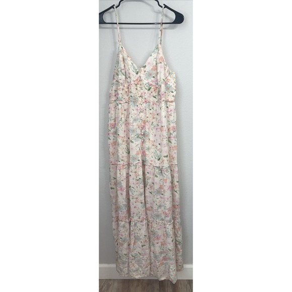 AND NOW THIS Dress Size XL Ivory Floral Spaghetti Strap Maxi—-NWT - Picture 1 of 9